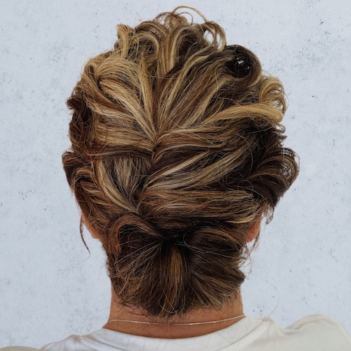 curled, highlighted updo
